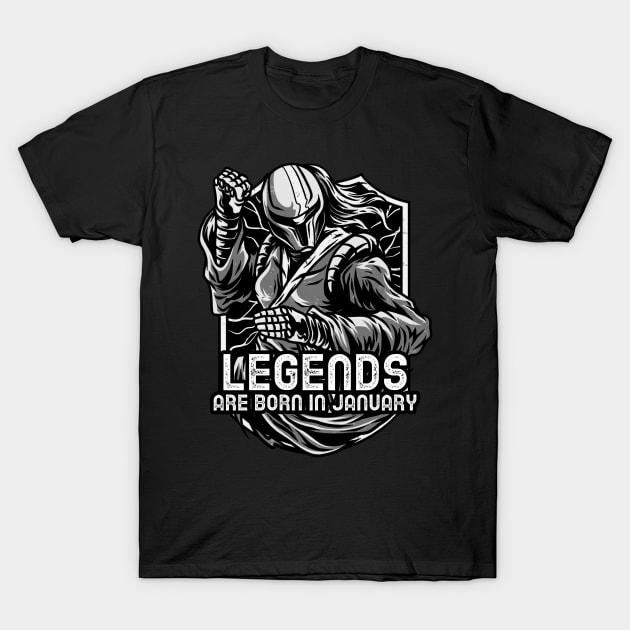 Legends Are Born In January T-Shirt by Sunil Belidon